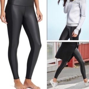 ATHLETA Faux Leather Front Leggings Black XL